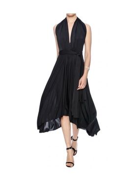 maitai Infiniti Convertible Black Halter-Style Wrap Midi Dress